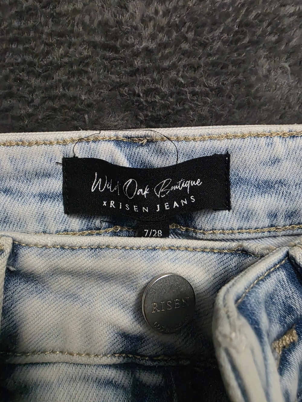 High-Rise Light Blue Distressed Flare Jeans - Picture 6 of 6